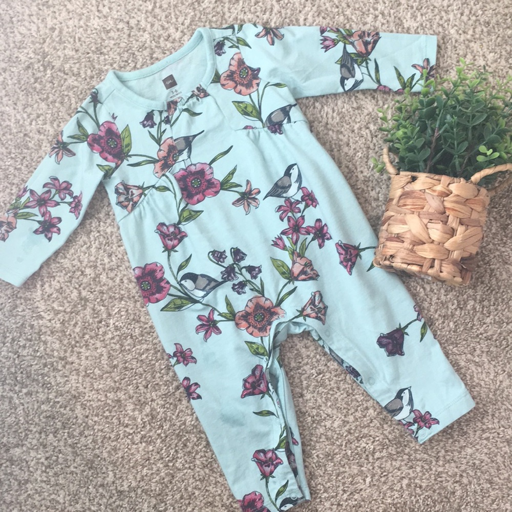 Tea collection romper, 3-6 months, Gorgeous print